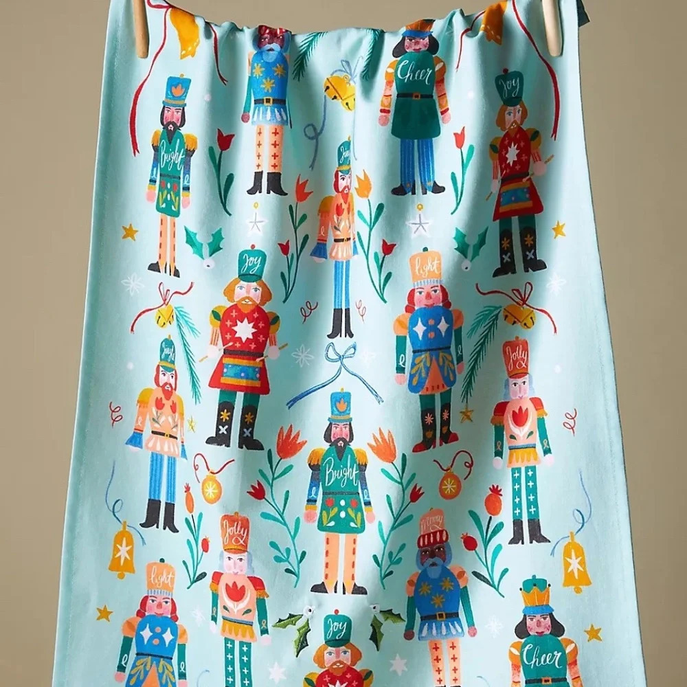 NWT Anthropologie Nutcracker Kitchen Christmas Towel